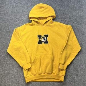 Missouri Tigers Hoodie Mens Medium Gold Black NCAA College Pullover Vintage (061